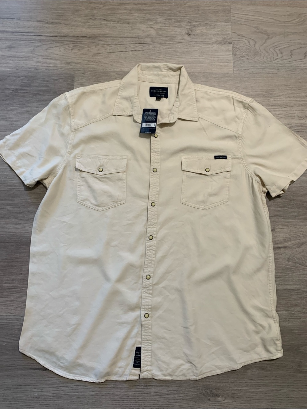 Lucky Brand soft cream button up shirt size XL New